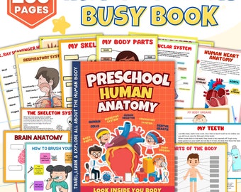 Human Anatomy Book 200+Worksheets | Busy Book | Preschool Worksheets | Printable Preschool Book | Digital Download | Toddler Busy Book