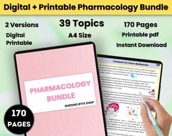 Pharmacology Notes Bundle: Nursing School Medication Guide (Printable PDF)