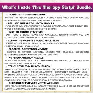 Therapy Session Scripts Guide, 100+ Sheets, Psychotherapy Tools, Mental ...