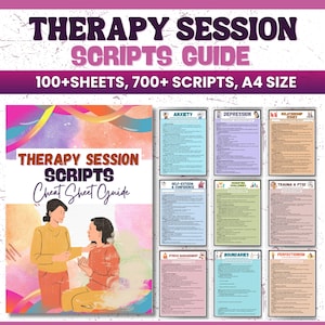 Therapy Session Scripts Guide, 100+ Sheets, Psychotherapy Tools, Mental Health Guided, Specific Therapy Techniques, Therapist Session