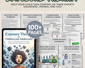 Exposure Therapy Workbook for Kids & Teens, Anxiety, OCD, CBT Coping Skills (Printable)