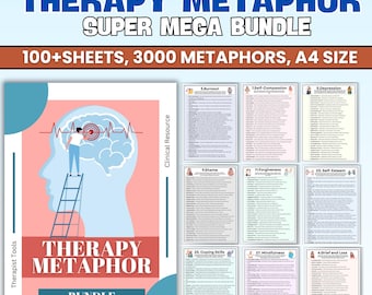 Therapy Metaphor Super Mega Bundle 100+ Sheet, 3000 Metaphor, CBT Therapy Tools, Personal Growth, Boundaries, Mental Health Bundle