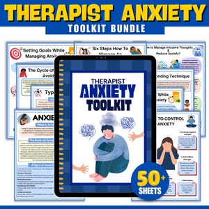 50+ Therapist Anxiety Toolkit Bundle, Anxiety Counseling, Therapy Worksheets, Therapy Tools, Mental Health Journal, Therapy Office Decor