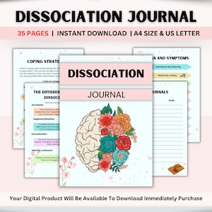 Dissociatiedagboek 35 pagina&#39;s | Therapiedagboek | Dissociatiegesprek | Therapie | Werkblad dagboek | Direct downloaden | Afdrukbare pdf