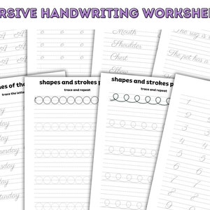 Cursive Handwriting Practice Worksheets for Kids, Printable Cursive Alphabet Letter Tracing, 100Pages of Cursive Writing, size US PDF image 8