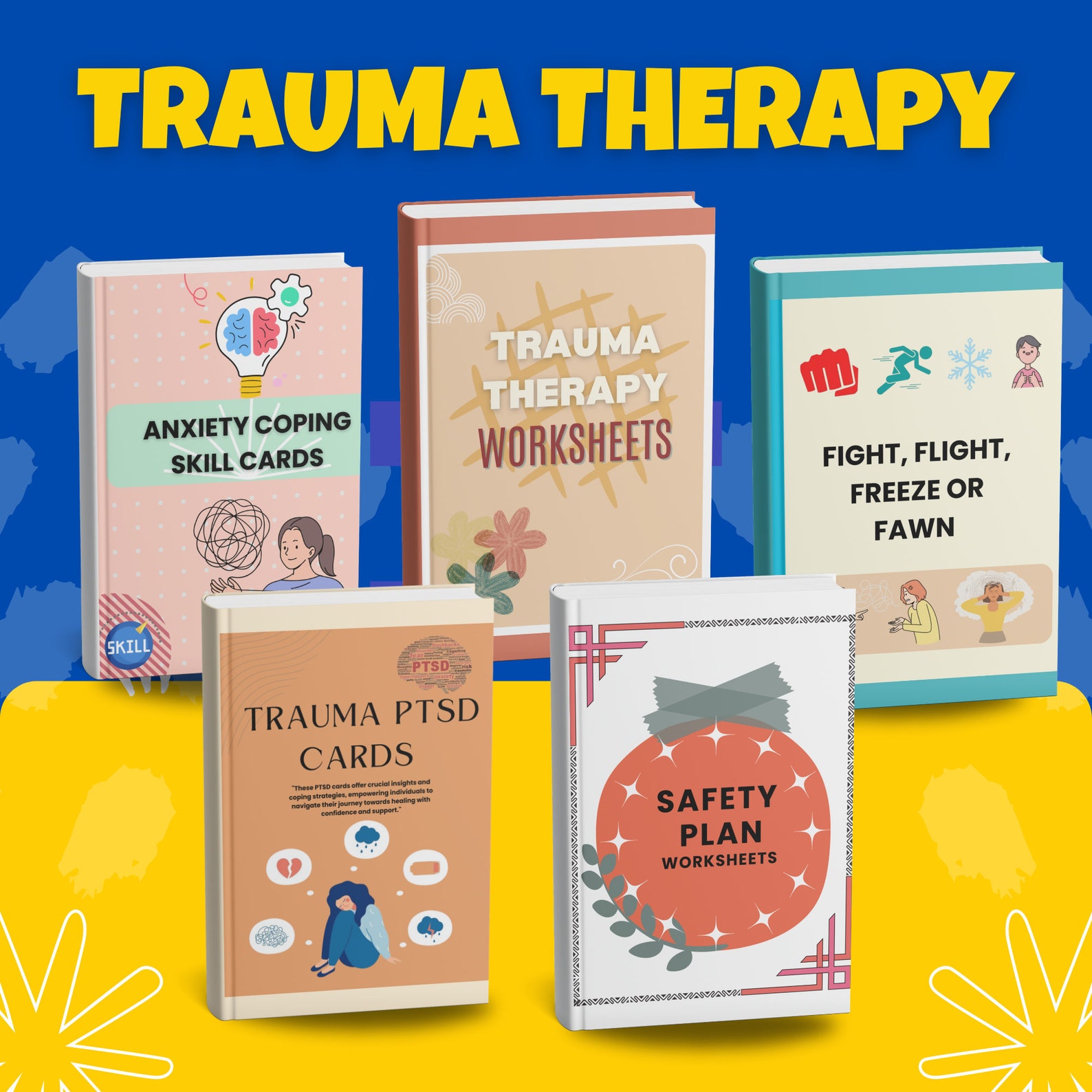 Trauma Therapy Bundle 330+ Pages | Therapy Worksheets | Anxiety and ...