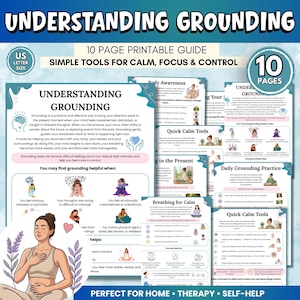Grounding Techniques for Anxiety | Coping Skills & Stress Relief | 5-4-3-2-1 Method | Mindfulness Printable | Digital Download