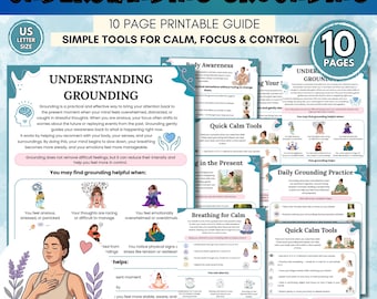 Grounding Techniques for Anxiety | Coping Skills & Stress Relief | 5-4-3-2-1 Method | Mindfulness Printable | Digital Download