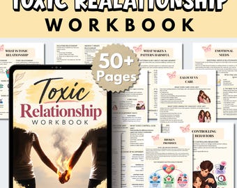Toxic Relationship Workbook PDF, Relationship Red Flags & Healthy Boundaries, Manipulation, Gaslighting, Love Bombing, Healing Journal