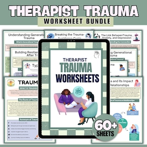 60+ Therapist Trauma Worksheet Bundle, Trauma Worksheets, Counseling Printables, Anxiety Worksheets, CBT Worksheets, Therapist Office Tools