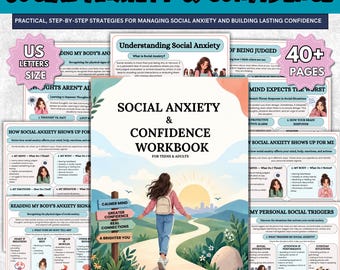 Social Anxiety & Confidence Workbook for Teens and Adults | Self Esteem Worksheets | Printable Coping Skills | Digital Download