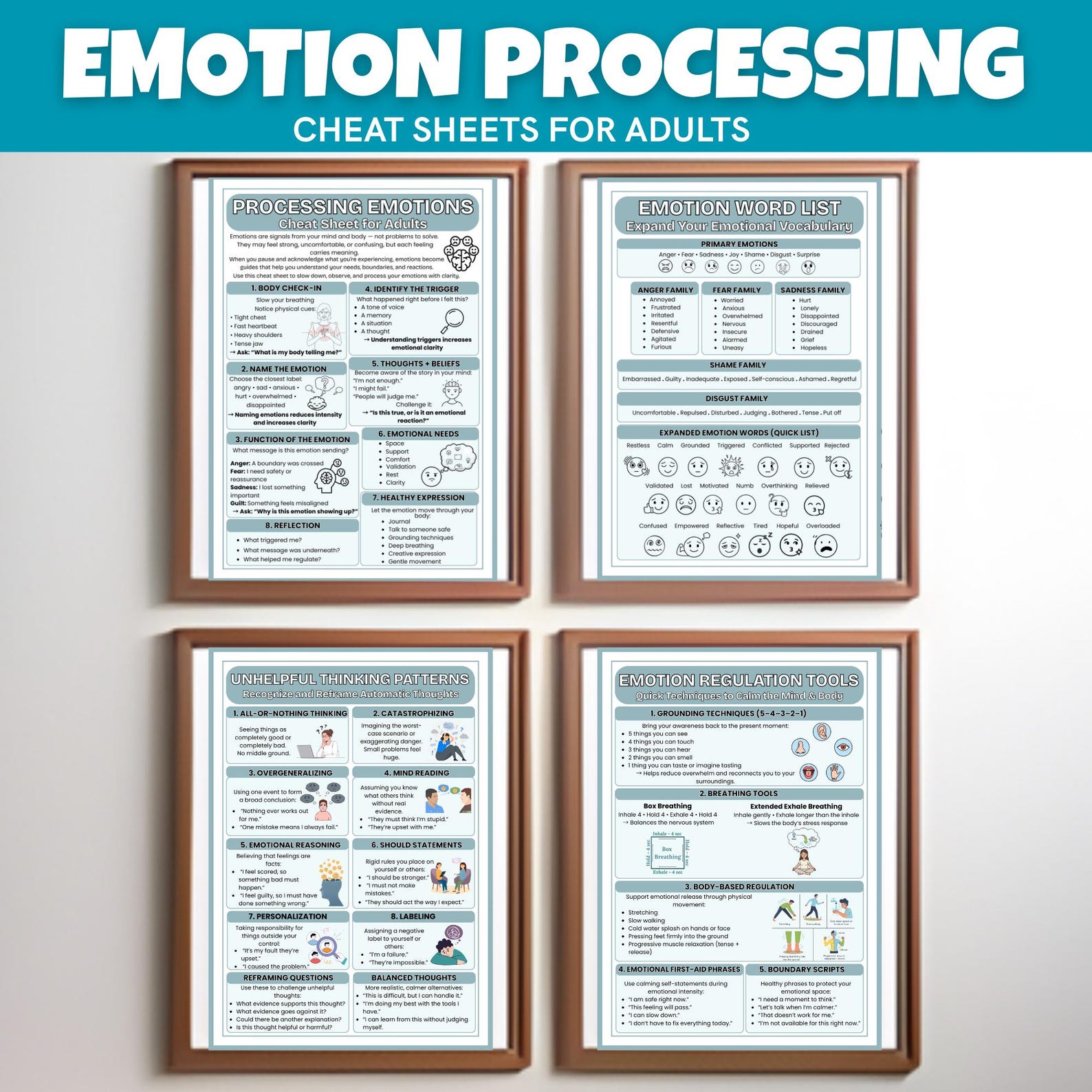 Emotion Priming Handout.pdf Emotion Processing Cheat Sheets for Adults | Counseling Tool Printable ...