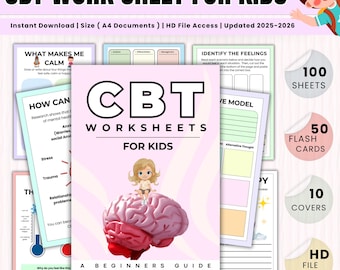 98+ Cognitive Behavior Therapy Sheets For Kids, CBT Resources, CBT Tools for Children, Anxiety Worksheet Kids, Therapy Activity Printable