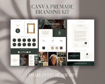 Premade Canva Branding Kit for Coaches & Creatives – Aesthetic Logo Kit, Moodboard, Color Palette, Social Icons, Business Card, Brand Board