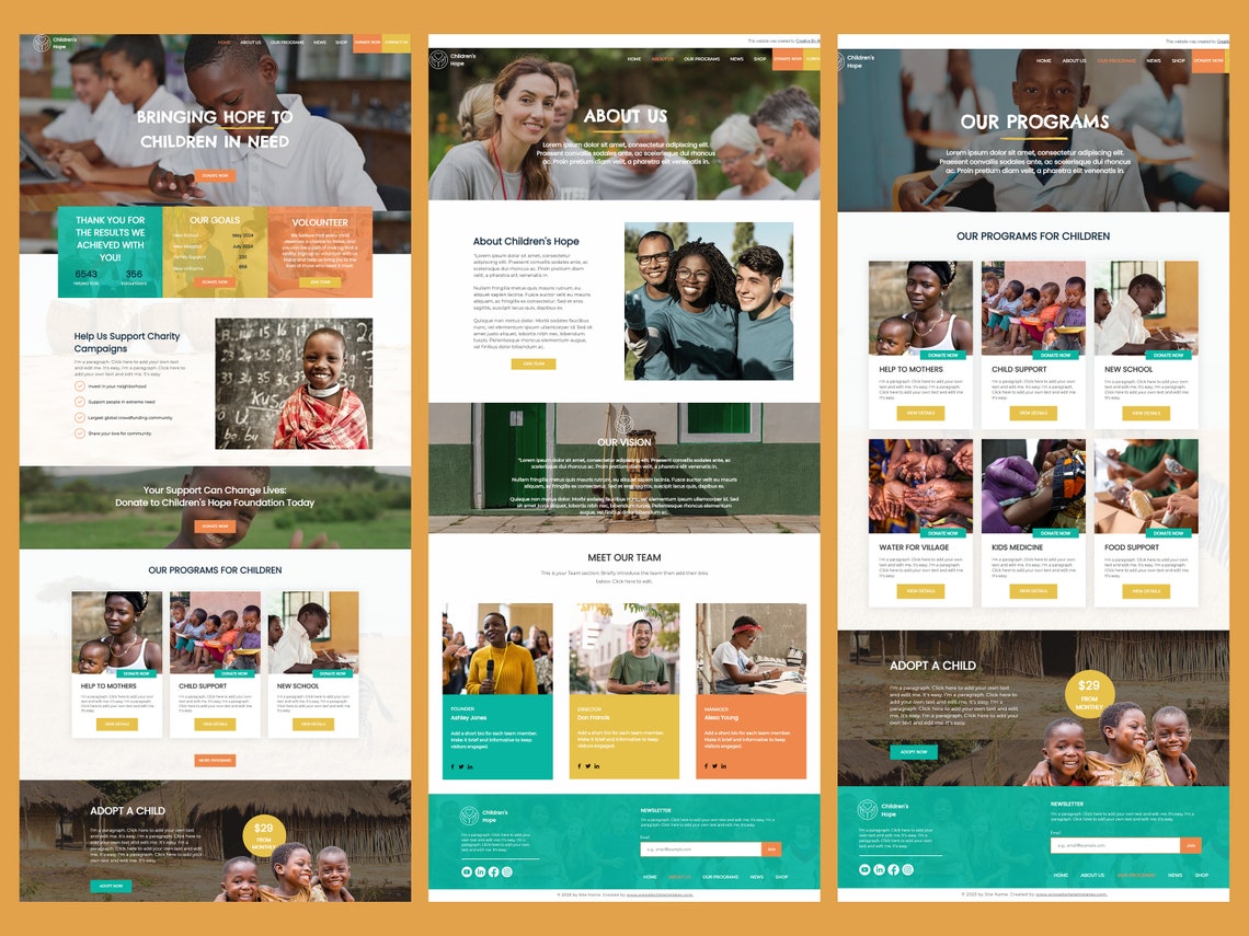 Children's Hope Nonprofit Wix Website Template Customizable NGO