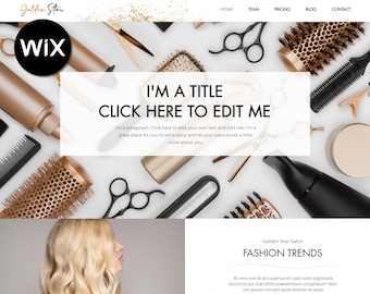 Modern Business Website Template for Hair Salon & Services - Wix Premade Template for Salon - Beauty Businesses - Easy to Customize - Mobile