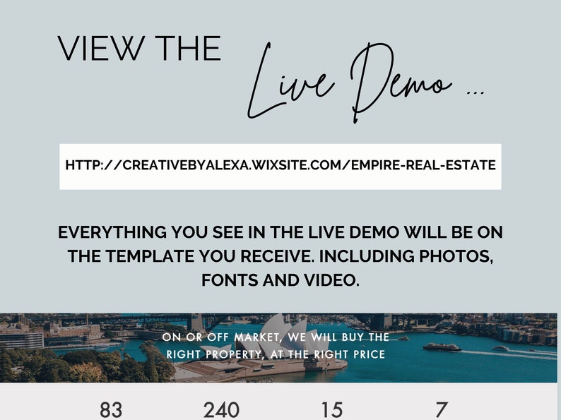 Professional Wix Real Estate Website Template, One Page, Mobile Responsive, SEO Optimized, Perfect for Real Estate Marketing