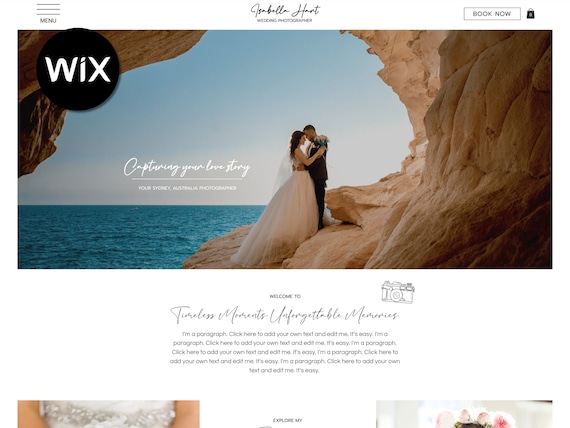 Boho Portfolio Wix Template for Photographers - Modern Website Design - Fully Customizable Portfolio Website for Photography Business