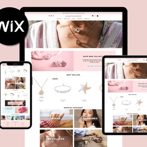Jewelry Business Wix Template - Ecommerce Store Design, Pink Theme, SEO Optimized Wix Website Template, User-Friendly Layout