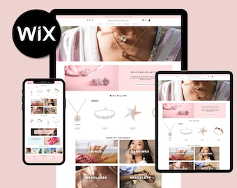 Wix Jewelry Website Template, Pink Ecommerce Website Design, Wix Site, E-commerce Template for small businesses, Wix Store Theme
