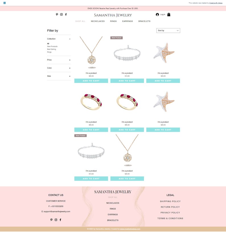 Enhance your online presence with our pink wix jewelry template! Perfect for the wix store, this custom design features a sleek layout optimized for mobile and desktop. Showcase your products beautifully with our seo-friendly wix template.