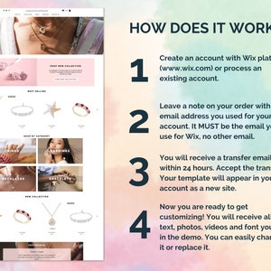 Enhance your online presence with our pink wix jewelry template! Perfect for the wix store, this custom design features a sleek layout optimized for mobile and desktop. Showcase your products beautifully with our seo-friendly wix template.