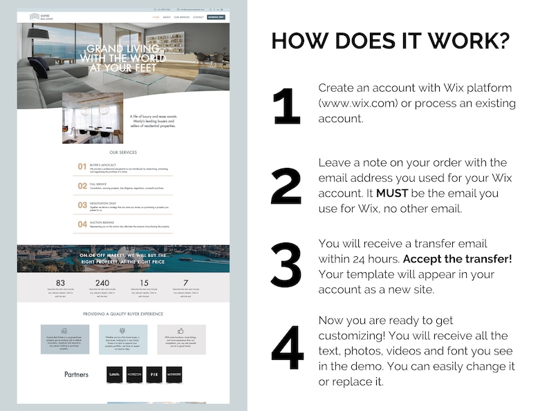 Wix Real Estate site Template One Page Template Real Estate site