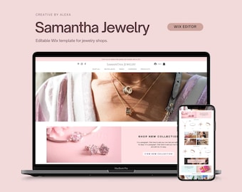 Wix Jewelry Website Template - Pink Ecommerce Design for Wix Editor