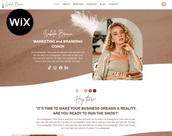 Modern Coach & Blogger Wix Website Template - Professional Design for Branding Coaches, Podcasters, and Consultants