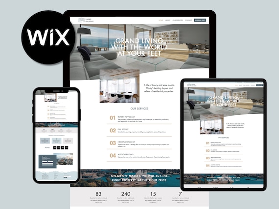 Modern Real Estate Website Template - Mobile Responsive & SEO Optimized for Wix, Beautiful business showcase