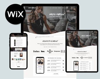 Mall för podcastwebbplats för Wix Editor, ensidig värd och avsnittsdesign