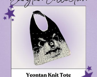 Yeontan-Inspired Knit Tote Bag: K-pop Fan Gift