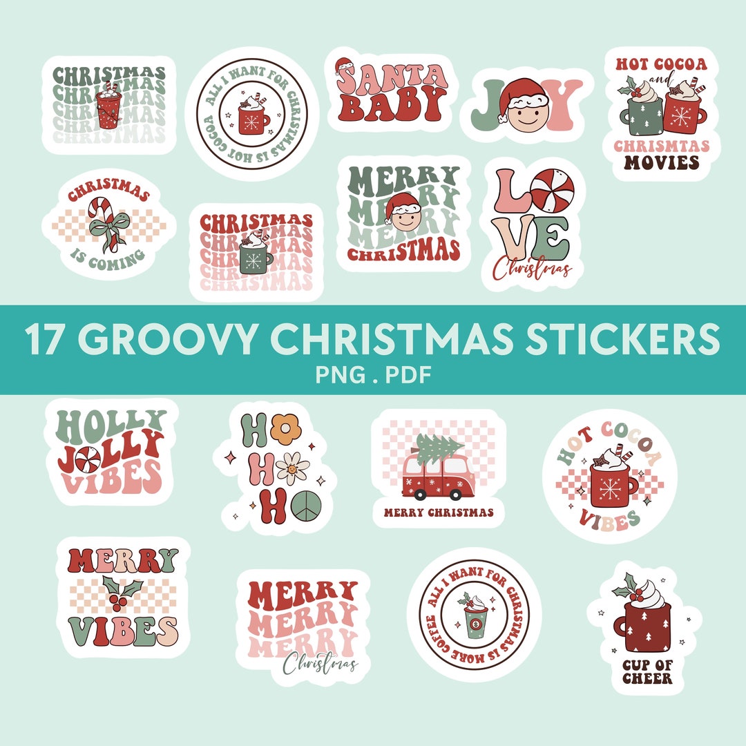 Retro Christmas Stickers Png Funny Christmas Stickers Svg Retro Santa
