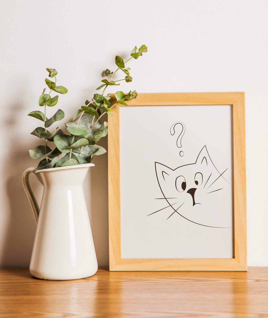 Funny Cat Line Drawing Funny Cat Wall Art Home Decor Etsy