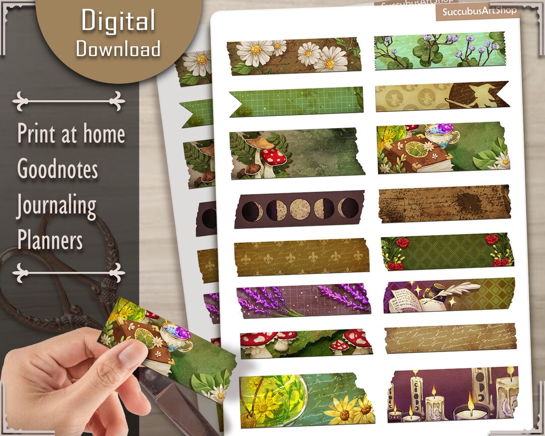 Digital Witchy Washi Tape| Digital Stickers | Goodnotes | Planner - Etsy