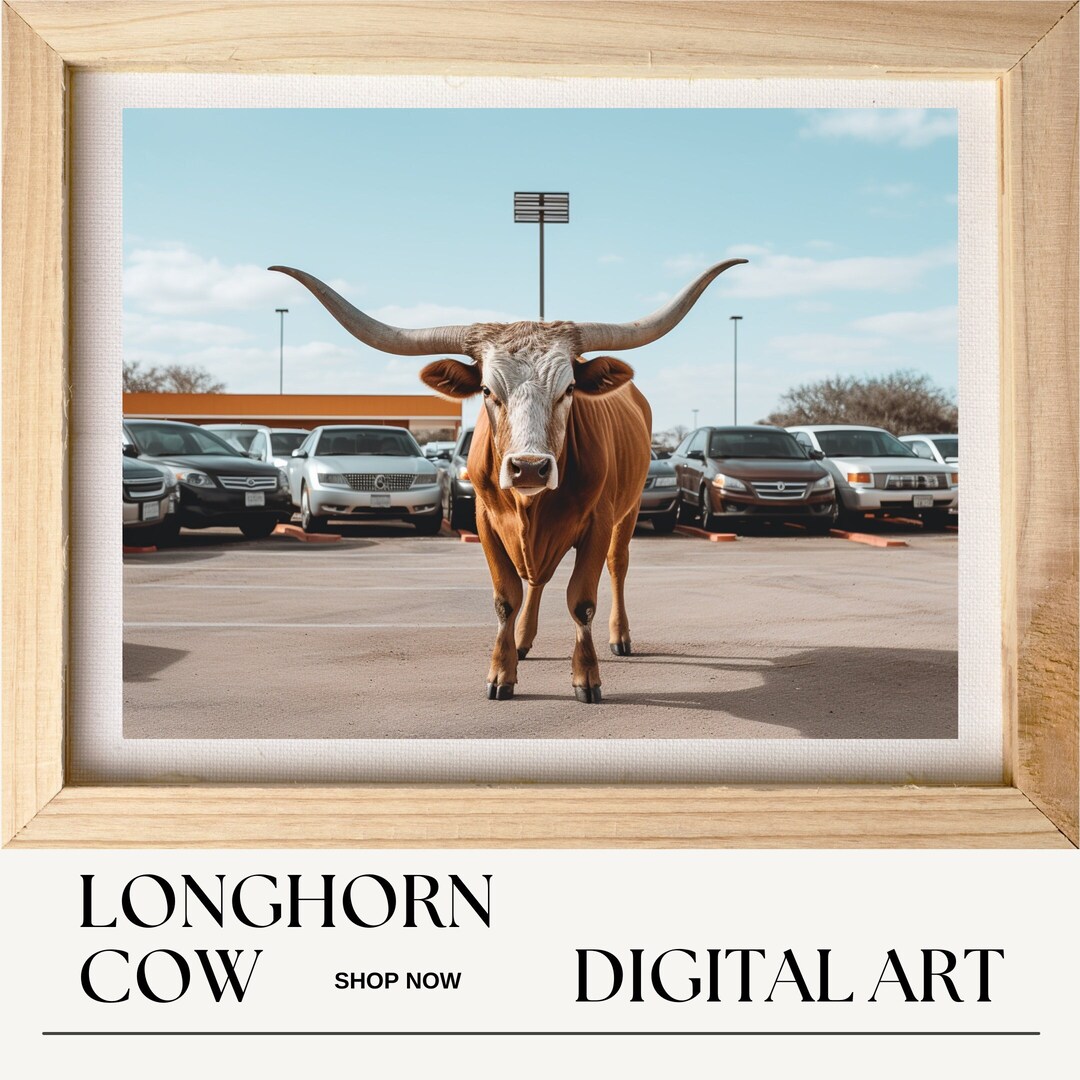 Texas Longhorn Art Print Longhorn Wall Decor Longhorn Print Etsy