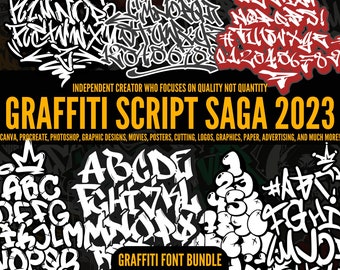 Graffiti Script Saga 2023 - Big Font Bundle Pack