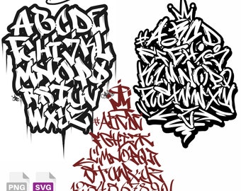 Graffiti BUNDLE Font Pack PNG/SVG Letters |Tagging |Instant Digital Download |Silhouette, Cricut, hip hop font,streetwear,Procreate