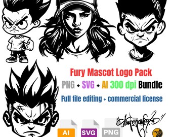 Gaming Characters SVG Bundle - Mascot Logo Graphics and Shirt Design Pack