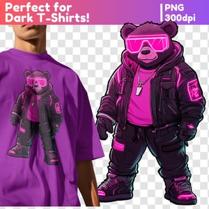Neon Teddy Bear PNG for Sublimation,Neon PNG Designs for Shirts,HipHop Neon png,Neon dtf png,Neon T-Shirt Designs,high contrast printable v2