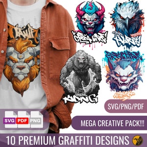 graffiti clipart, monstre du rap, graffiti autocollant png, graffiti svg, clipart hip hop, graffiti png, merchandising hip hop, graphisme hip hop, streetstyle, pack
