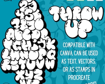 Graffiti Throw Up Font PNG/SVG/TTF,Procreate Stamp,Street Style,Urban Font,hip hop svg,Streetwear,Cap Design,Street font,Procreate,Cricut