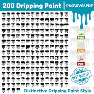 200 Unique Dripping Paint Cliparts – High-Quality PNG,SVG,PDF - Digital Download, dripping effect,decorative elements,dripping bundle,cricut