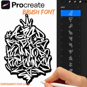 Temperament Font VOL.2 – Graffiti Brush Set for Procreate (47 Brushes) Font Stamps