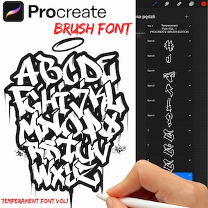 Temperament Font VOL.1 – Graffiti Brush Set for Procreate (51 Brushes) Font Stamps