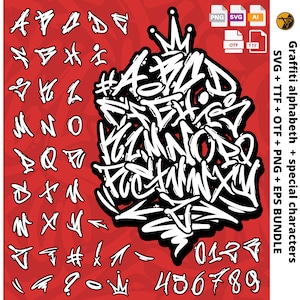 Graffiti Font SVG/TTF/PNG,graffiti numbers,clipart,Hip hop svg,Streetwear,Urban font,Street font,Hip hop font,canva,Procreate,Cricut
