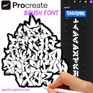Graffiti Creator Font –Graffiti Brush Set for Procreate (37 Brushes) Stamps