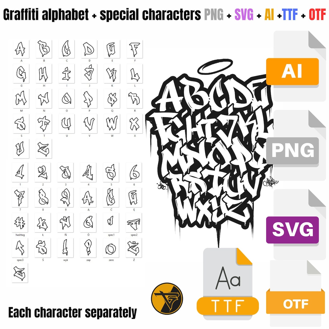 Graffiti Alphabet SVG/TTF/PNG, Graffitiletters, Graffiti