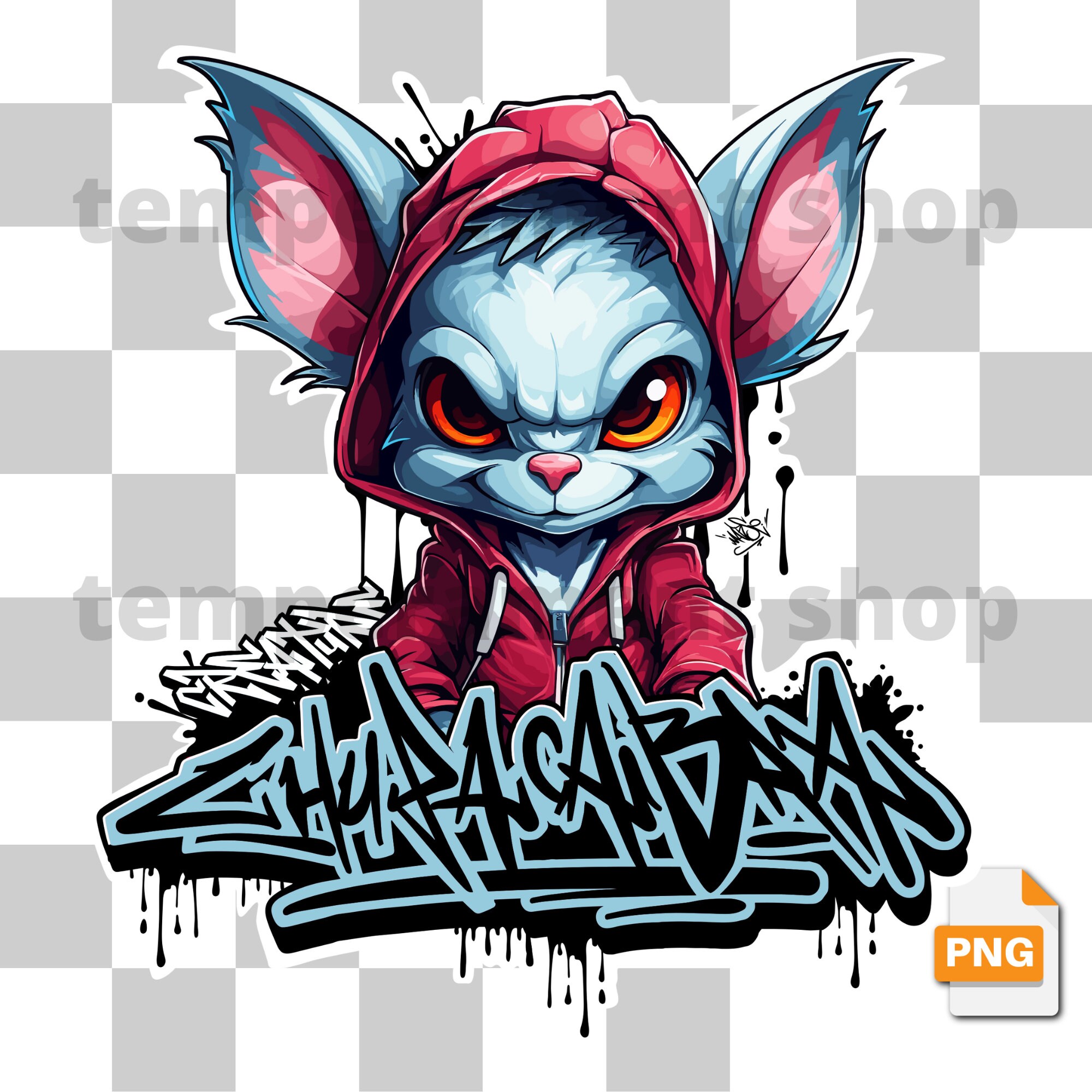 Graffiti Chupacabra Clipart, Urban Sublimationsdesign (PNG)