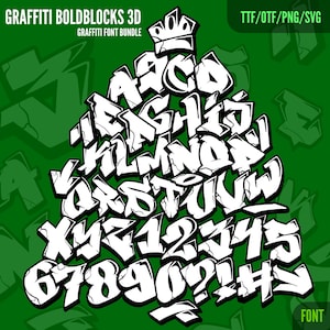 Graffiti Bold Blocks,Urban Font,Bundle SVG,PNG,TTF,Letters,Numbers Cricut,Hip hop font,Font for canva,fonts for clothing brand,otf
